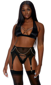 Black Dripped in Diamonds Lingerie Set Areous